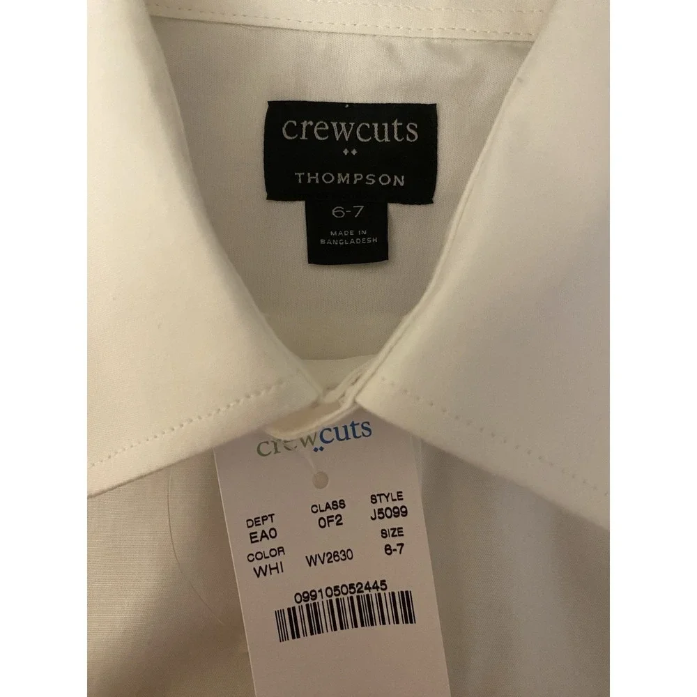 Jcrew Factory Crewcuts Boys Long Sleeve Thompson Shirt Size 6-7 White